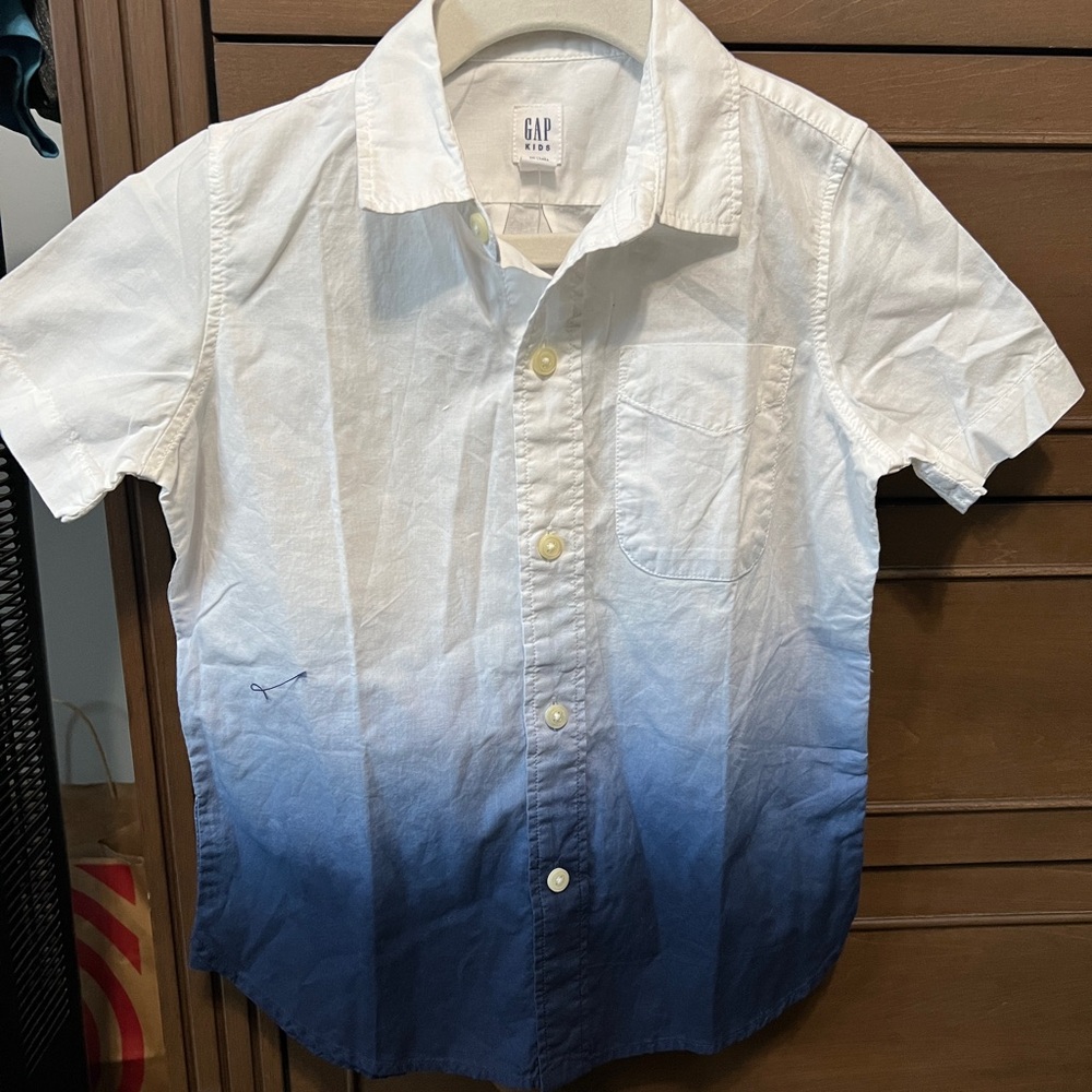 Blue Ombre Short Sleeve Button Down